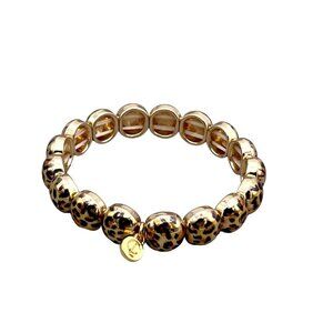 Caryn Lawn Leopard Bubble Gold Tone Enamel Bracelet Stretch